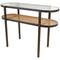 Brown Rattan Console Table with Pressed Tempered Glass Top